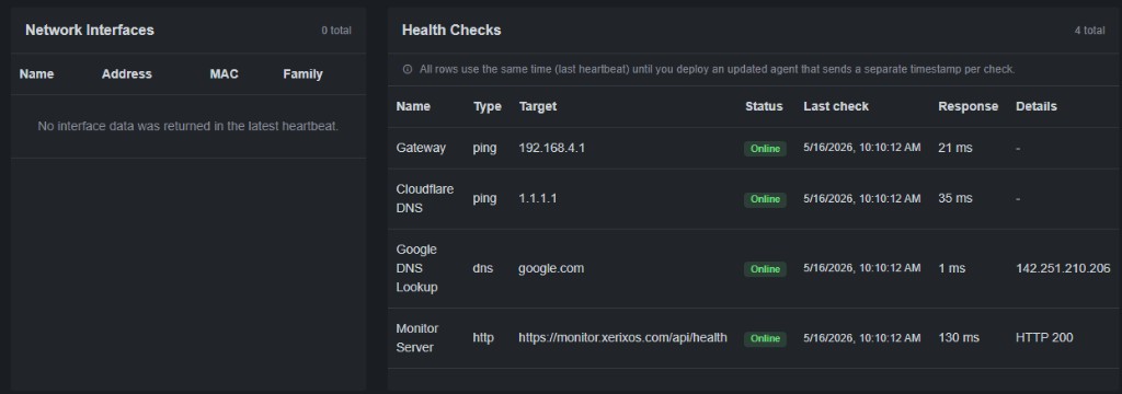 Built-in gateway, DNS, and HTTP health checks from the agent